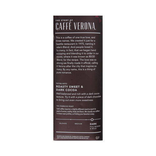 Image of Starbucks® 12411949 Whole Bean Coffee, Caffe Verona, 1 Lb Bag