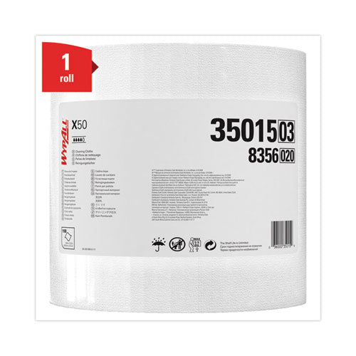 Image of WypAll® 35015 X50 Cloths, Jumbo Roll, 13.4 x 9.8, White, 1,100/Roll