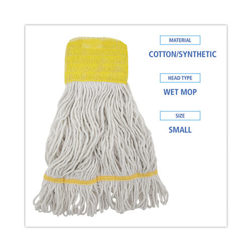 Image of Boardwalk® BWK501WH Super Loop Wet Mop Head, Cotton/synthetic Fiber, 5" Headband, Small Size, White, 12/carton