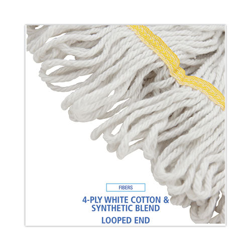 Image of Boardwalk® BWK501WH Super Loop Wet Mop Head, Cotton/synthetic Fiber, 5" Headband, Small Size, White, 12/carton