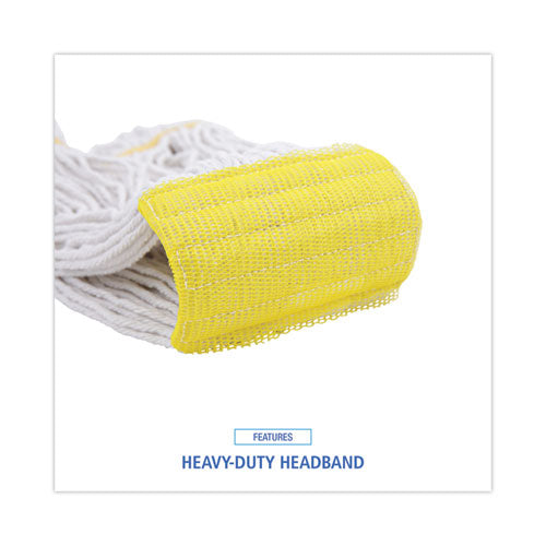 Image of Boardwalk® BWK501WH Super Loop Wet Mop Head, Cotton/synthetic Fiber, 5" Headband, Small Size, White, 12/carton