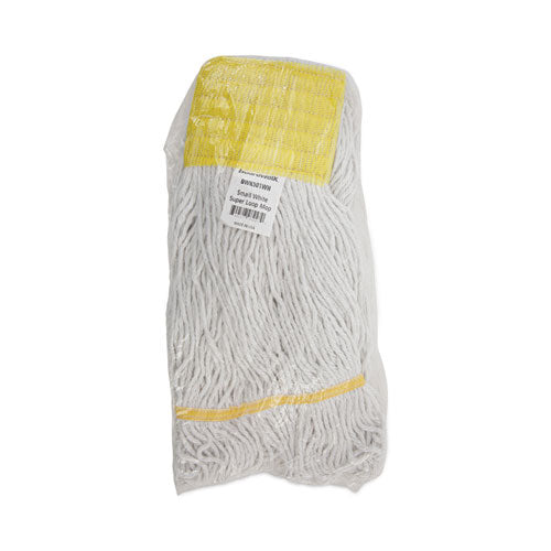 Image of Boardwalk® BWK501WH Super Loop Wet Mop Head, Cotton/synthetic Fiber, 5" Headband, Small Size, White, 12/carton