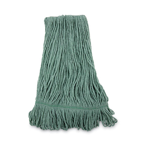 Image of Boardwalk® BWK502GNNB Narrowband Looped-End Mop Head, Premium Standard Head, Cotton/Rayon Fiber, Medium, Green, 12/Carton