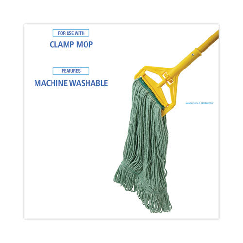 Image of Boardwalk® BWK502GNNB Narrowband Looped-End Mop Head, Premium Standard Head, Cotton/Rayon Fiber, Medium, Green, 12/Carton