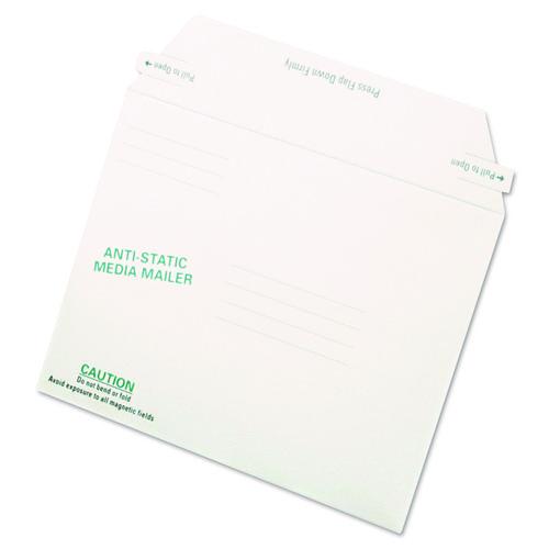 Image of Quality Park QUA64126 Antistatic Fiberboard Disk CD/DVD Mailer, Cheese Blade Flap, Redi-Strip Adhesive Closure, 6 x 8.63, White, 25/Box