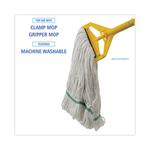 Image of Boardwalk® BWK502WHNB Narrowband Looped-End Mop Head, Premium Standard Head, Cotton/Rayon /Synthetic Fiber, Medium, White
