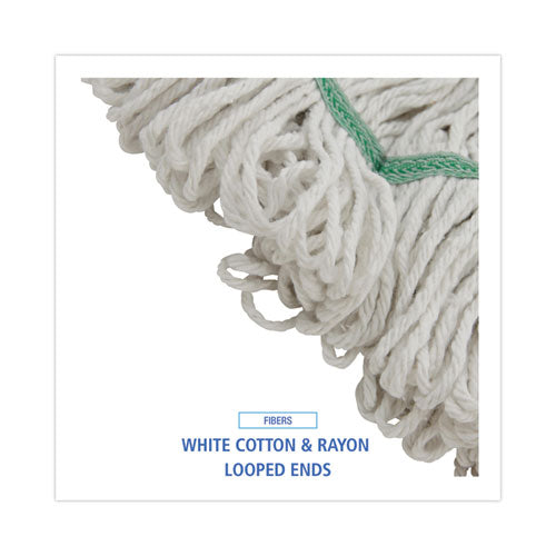 Image of Boardwalk® BWK502WHNB Narrowband Looped-End Mop Head, Premium Standard Head, Cotton/Rayon /Synthetic Fiber, Medium, White