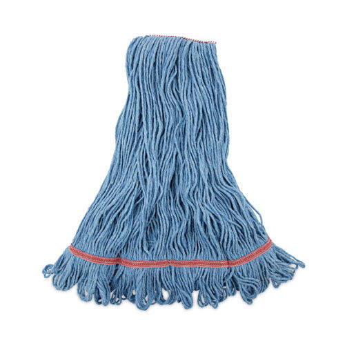 Image of Boardwalk® BWK503BLNB Super Loop Wet Mop Head, Cotton/synthetic Fiber, 1" Headband, Large Size, Blue, 12/carton