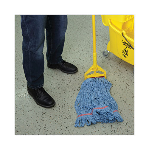 Image of Boardwalk® BWK503BLNB Super Loop Wet Mop Head, Cotton/synthetic Fiber, 1" Headband, Large Size, Blue, 12/carton