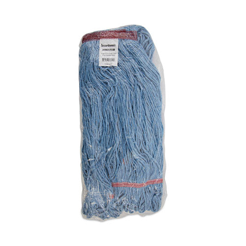Image of Boardwalk® BWK503BLNB Super Loop Wet Mop Head, Cotton/synthetic Fiber, 1" Headband, Large Size, Blue, 12/carton