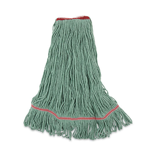 Image of Boardwalk® BWK503GNNB Narrowband Looped-End Mop Head, Premium Standard Head, Cotton/Rayon/Synthetic Fiber, Large, Green