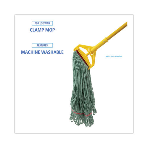 Image of Boardwalk® BWK503GNNB Narrowband Looped-End Mop Head, Premium Standard Head, Cotton/Rayon/Synthetic Fiber, Large, Green