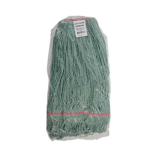 Image of Boardwalk® BWK503GNNB Narrowband Looped-End Mop Head, Premium Standard Head, Cotton/Rayon/Synthetic Fiber, Large, Green