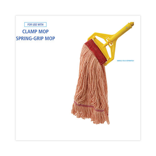 Image of Boardwalk® BWK503OR Super Loop Wet Mop Head, Cotton/synthetic Fiber, 5" Headband, Large Size, Orange, 12/carton