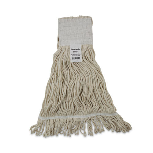 Image of Boardwalk® BWK524C Mop Head, Pro Loop Web/Tailband, Premium Saddleback Head, Cotton, 24 oz, White, 12/Carton