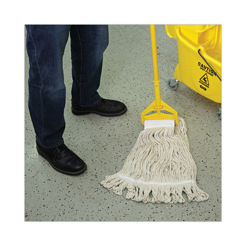 Image of Boardwalk® BWK524C Mop Head, Pro Loop Web/Tailband, Premium Saddleback Head, Cotton, 24 oz, White, 12/Carton