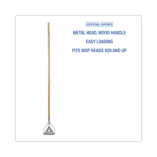 Image of Boardwalk® BWK601 Quick Change Metal Head Wooden Mop Handle, Junior, 54", Natural
