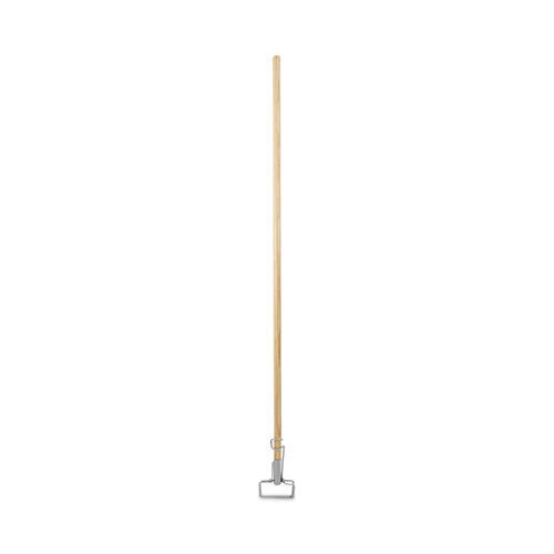 Image of Boardwalk® BWK609 Spring Grip Metal Head Mop Handle for Most Mop Heads, 60", Natural