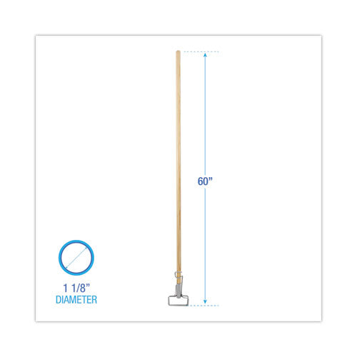 Image of Boardwalk® BWK609 Spring Grip Metal Head Mop Handle for Most Mop Heads, 60", Natural