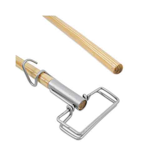 Image of Boardwalk® BWK609 Spring Grip Metal Head Mop Handle for Most Mop Heads, 60", Natural