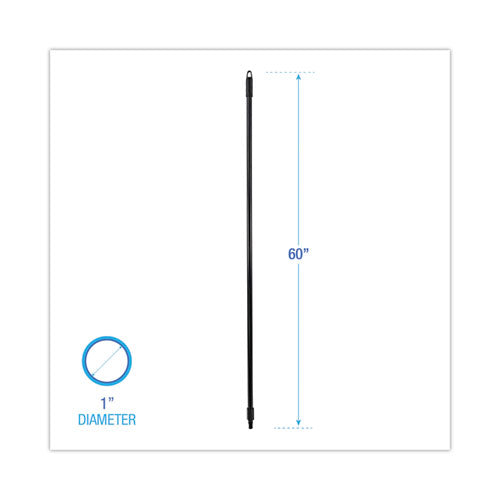 Image of Boardwalk® BWK636 Fiberglass Broom Handle, Nylon Plastic Threaded End, 1" dia x 60", Black