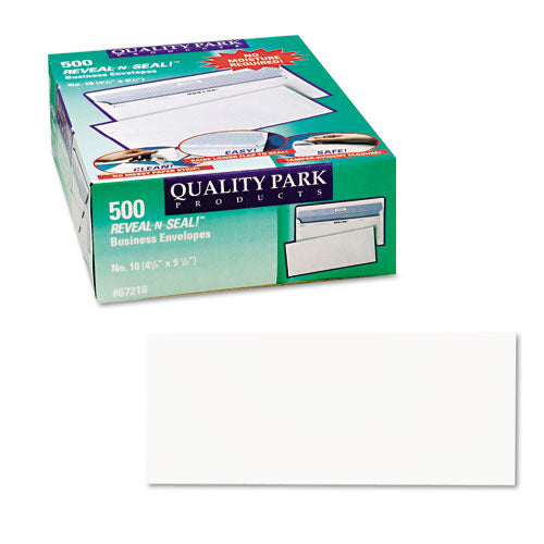 Image of Quality Park QUA67218 Reveal-N-Seal Security Tinted Envelope, #10, Commercial Flap, Self-Adhesive Closure, 4.13 x 9.5, White, 500/Box