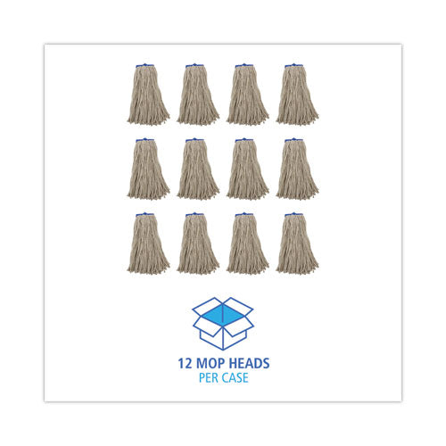 Image of Boardwalk® BWK716CCT Cut-End Lie-Flat Wet Mop Head, Cotton, 16 oz, White, 12/Carton