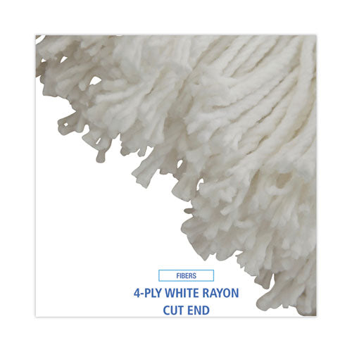 Image of Boardwalk® BWK716RCT Cut-End Lie-Flat Wet Mop Head, Rayon, 16 oz, White, 12/Carton