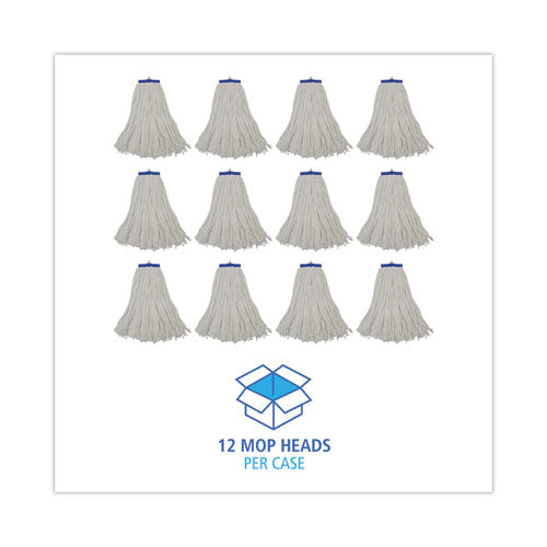 Image of Boardwalk® BWK716RCT Cut-End Lie-Flat Wet Mop Head, Rayon, 16 oz, White, 12/Carton