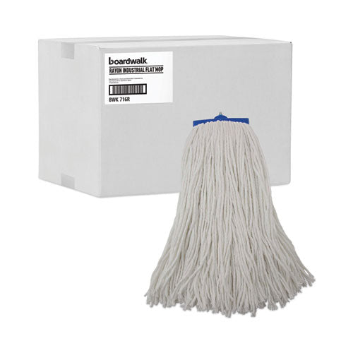 Image of Boardwalk® BWK716RCT Cut-End Lie-Flat Wet Mop Head, Rayon, 16 oz, White, 12/Carton