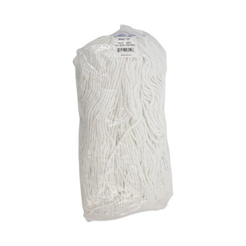 Image of Boardwalk® BWK716REA Cut-End Lie-Flat Wet Mop Head, Rayon, 16 oz, White