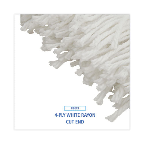 Image of Boardwalk® BWK720R Mop Head, Economical Lie-Flat Head, Rayon Fiber, 20 oz, White, 12/Carton