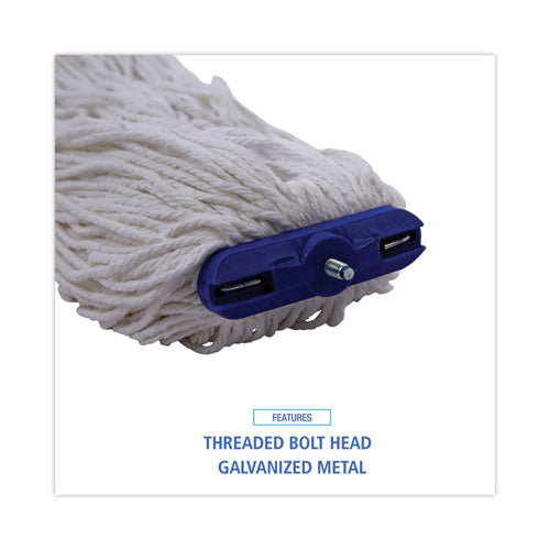 Image of Boardwalk® BWK720R Mop Head, Economical Lie-Flat Head, Rayon Fiber, 20 oz, White, 12/Carton