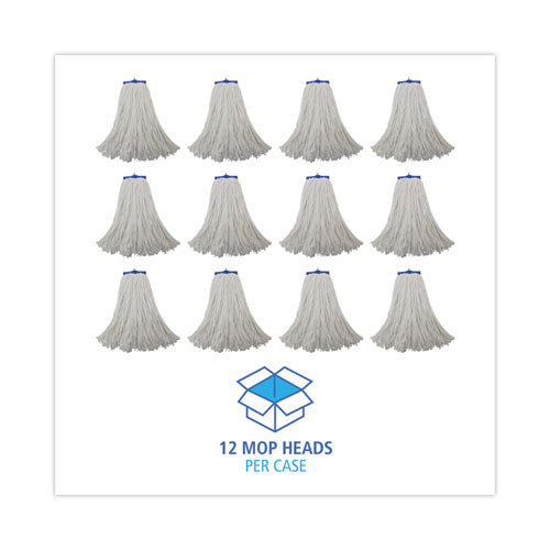 Image of Boardwalk® BWK720R Mop Head, Economical Lie-Flat Head, Rayon Fiber, 20 oz, White, 12/Carton