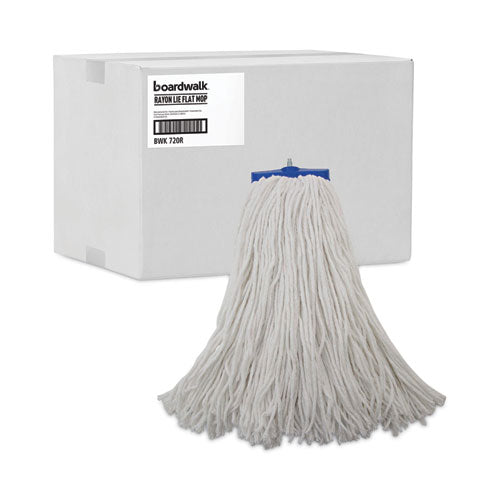 Image of Boardwalk® BWK720R Mop Head, Economical Lie-Flat Head, Rayon Fiber, 20 oz, White, 12/Carton
