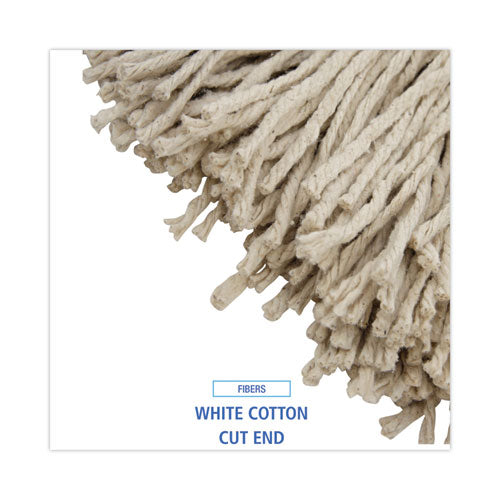 Image of Boardwalk® BWK724CCT Cut-End Lie-Flat Wet Mop Head, Cotton, 24 oz, White, 12/Carton