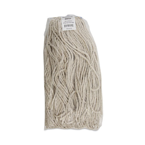 Image of Boardwalk® BWK724CCT Cut-End Lie-Flat Wet Mop Head, Cotton, 24 oz, White, 12/Carton
