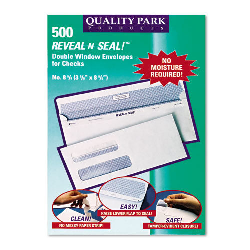 Image of Quality Park QUA67539 Reveal-N-Seal Envelope, #8 5/8, Commercial Flap, Self-Adhesive Closure, 3.63 X 8.63, White, 500/box