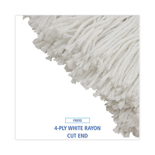 Image of Boardwalk® BWK724RCT Cut-End Lie-Flat Wet Mop Head, Rayon, 24 oz, White, 12/Carton