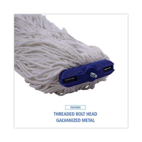 Image of Boardwalk® BWK724RCT Cut-End Lie-Flat Wet Mop Head, Rayon, 24 oz, White, 12/Carton