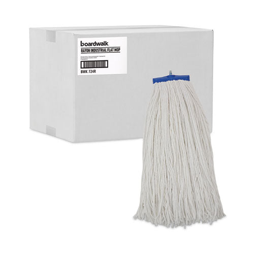 Image of Boardwalk® BWK724RCT Cut-End Lie-Flat Wet Mop Head, Rayon, 24 oz, White, 12/Carton