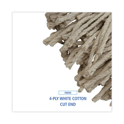 Image of Boardwalk® BWK732C Mop Head, Economical Lie-Flat Head, Cotton Fiber, 32 oz, White, 12/Carton