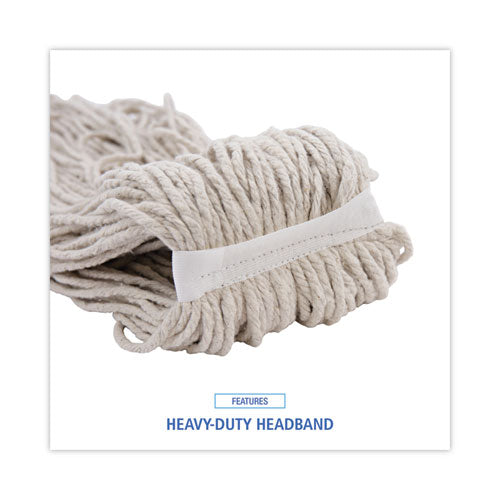 Image of Boardwalk® BWK732C Mop Head, Economical Lie-Flat Head, Cotton Fiber, 32 oz, White, 12/Carton