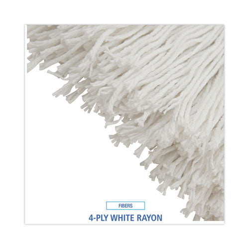 Image of Boardwalk® BWK732R Mop Head, Economical Lie-Flat Head, Rayon Fiber, 32 oz, White, 12/Carton
