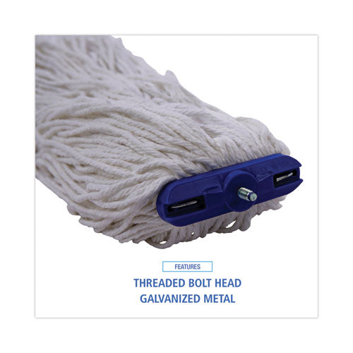 Image of Boardwalk® BWK732R Mop Head, Economical Lie-Flat Head, Rayon Fiber, 32 oz, White, 12/Carton