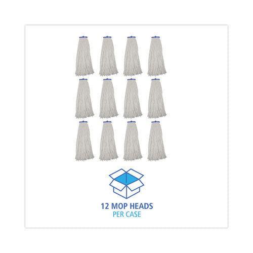 Image of Boardwalk® BWK732R Mop Head, Economical Lie-Flat Head, Rayon Fiber, 32 oz, White, 12/Carton