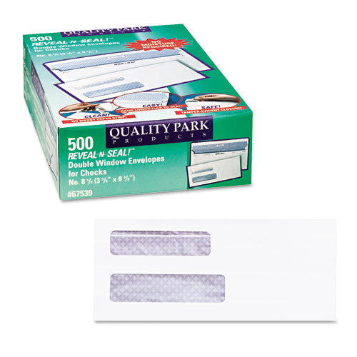 Image of Quality Park QUA67539 Reveal-N-Seal Envelope, #8 5/8, Commercial Flap, Self-Adhesive Closure, 3.63 X 8.63, White, 500/box