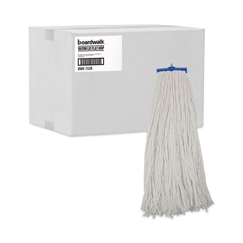 Image of Boardwalk® BWK732R Mop Head, Economical Lie-Flat Head, Rayon Fiber, 32 oz, White, 12/Carton