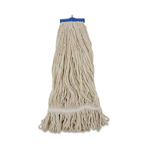 Image of Boardwalk® BWK824C Mop Head, Lie-Flat Head, Cotton Fiber, 24 oz, White, 12/Carton