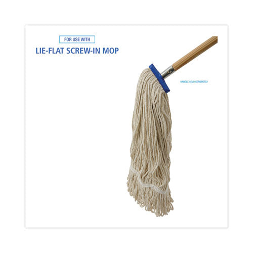 Image of Boardwalk® BWK824C Mop Head, Lie-Flat Head, Cotton Fiber, 24 oz, White, 12/Carton